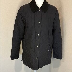 L.L. Bean Black Quilted Jacket Small Regular Corduroy Barn
